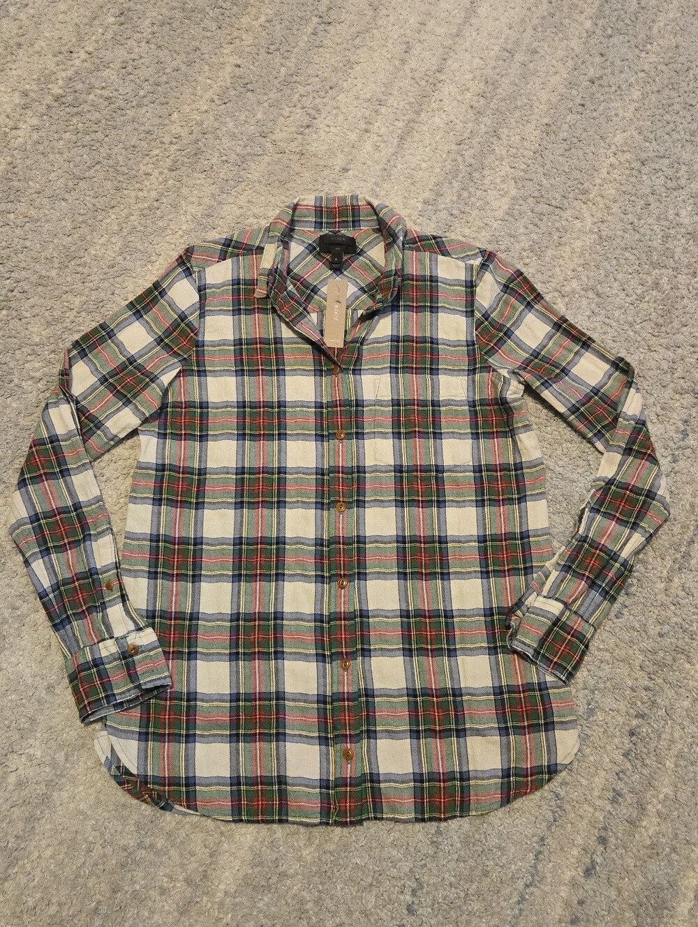 J.Crew Boy Shirt Plaid Flannel Button Down Size 6 Stretch Cotton Tartan NWT